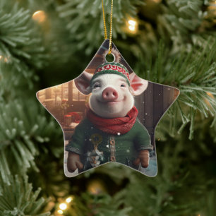 Animal Lover Gift, Farm Lover Gift, Cute Pig Ceramic Ornament
