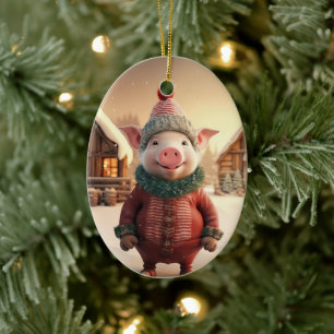 Animal Lover Gift, Farm Lover Gift, Cute Pig Ceramic Ornament
