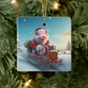Animal Lover Gift, Farm Lover Gift, Cute Pig Ceramic Ornament