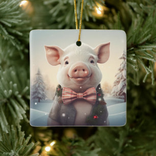 Animal Lover Gift, Farm Lover Gift, Cute Pig Ceramic Ornament