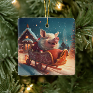 Animal Lover Gift, Farm Lover Gift, Cute Pig Ceramic Ornament