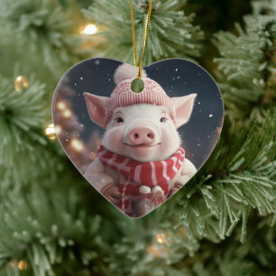 Animal Lover Gift, Farm Lover Gift, Cute Pig Ceramic Ornament
