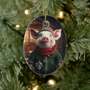 Animal Lover Gift, Farm Lover Gift, Cute Pig Ceramic Ornament