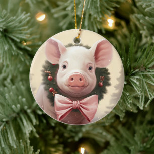 Animal Lover Gift, Farm Lover Gift, Cute Pig Ceramic Ornament