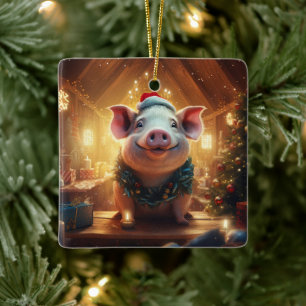 Animal Lover Gift, Farm Lover Gift, Cute Pig Ceramic Ornament