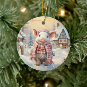 Animal Lover Gift, Farm Lover Gift, Cute Pig Ceramic Ornament