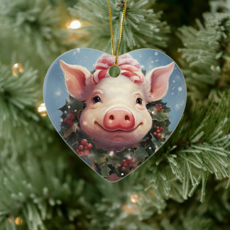 Animal Lover Gift, Farm Lover Gift, Cute Pig Ceramic Ornament