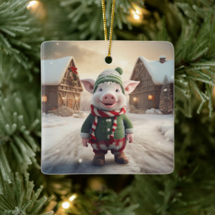 Animal Lover Gift, Farm Lover Gift, Cute Pig Ceramic Ornament