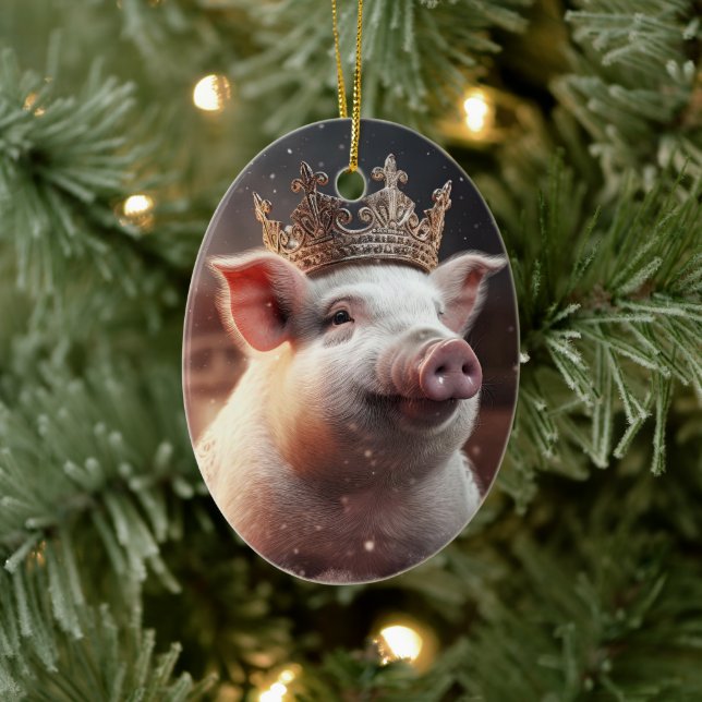 Animal Lover Gift, Farm Lover Gift, Cute Pig Ceramic Ornament (Tree)