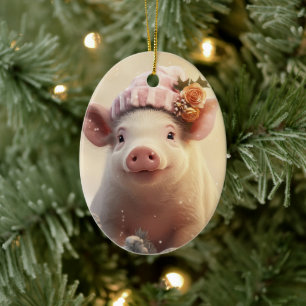 Animal Lover Gift, Farm Lover Gift, Cute Pig Ceramic Ornament