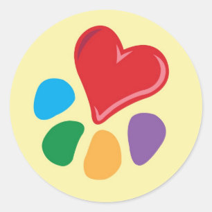 Animal Lover_Heart-Paw Classic Round Sticker