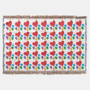 Animal Lover_Heart-Paw_Little Hearts pattern Throw Blanket
