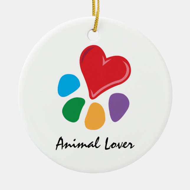 Animal Lover_Heart-Paw necklace Ceramic Ornament (Front)