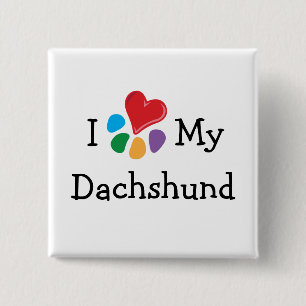 Animal Lover_I Heart My Dachshund 2 Inch Square Button