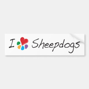 Animal Lover_I Heart Sheepdogs Bumper Sticker
