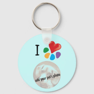 Animal Lover_I Heart your pet's photo template Keychain