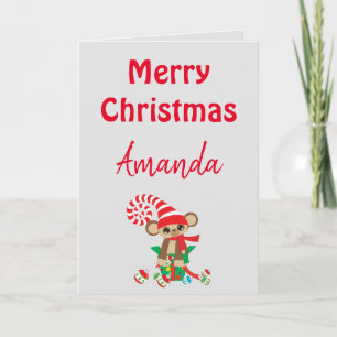 Animal Lover Safari Monkey Silver Christmas Card