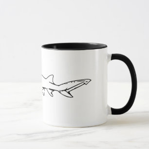 Animal Lovers Black and White Shark Illustration Mug