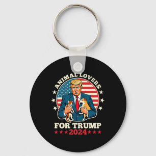 Animal Lovers For Trump 2024 Cat And Dog Campaign Keychain