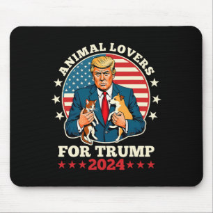 Animal Lovers For Trump 2024 Cat And Dog Campaign Mouse Pad
