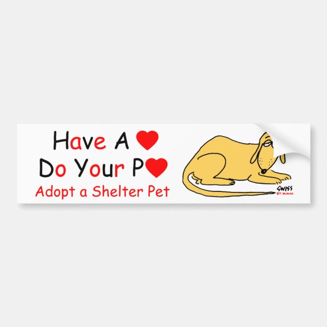 Animal Lover's Message Adopt A Shelter Pet Bumper Sticker (Front)