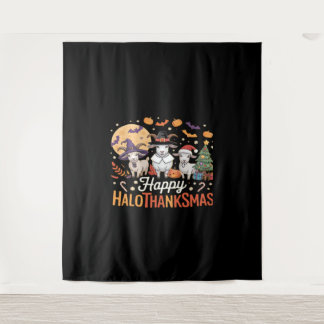 Animal Lovers Owners Happy Hallothanksmas Essentia Tapestry