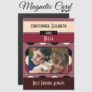 Animal lovers photo burgundy fridge magnetic card