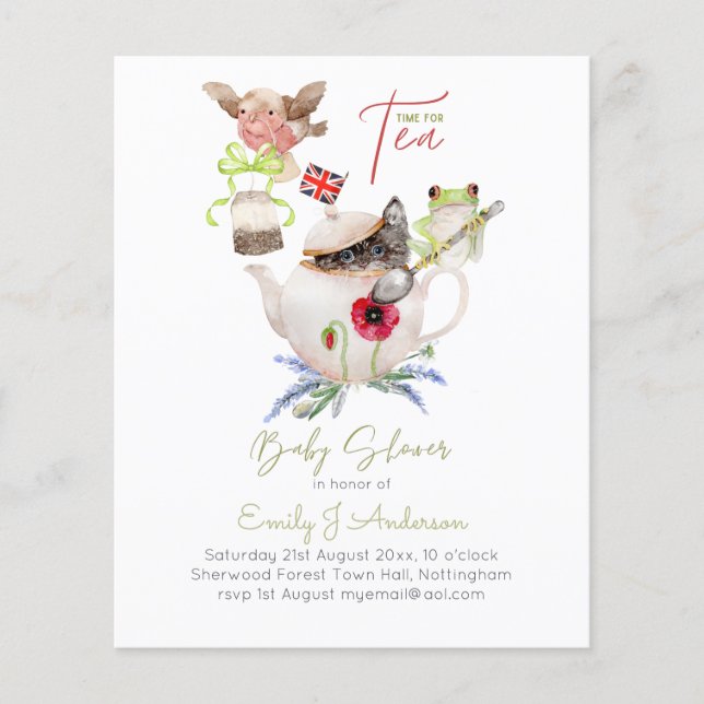 Animal Magic Tea Party Baby Shower Budget (Front)