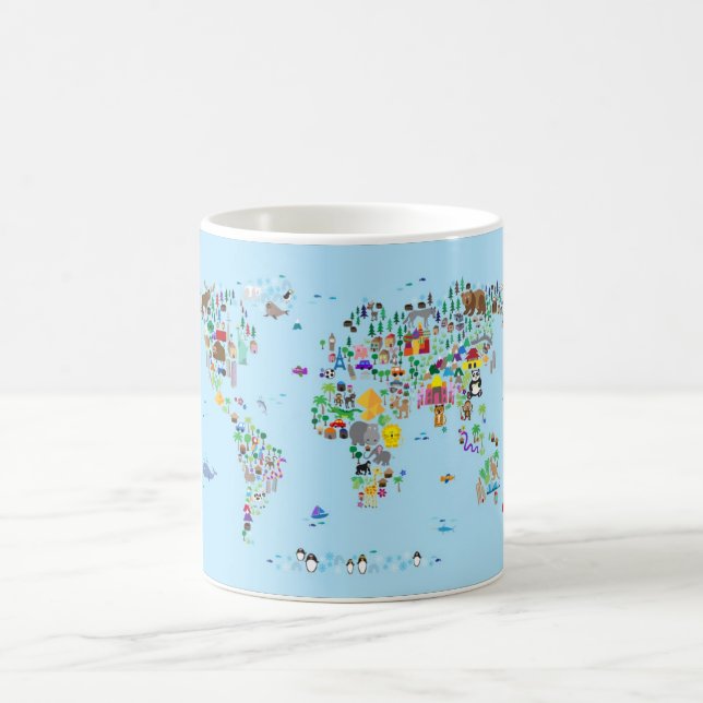 Animal Map of the World Coffee Mug (Center)
