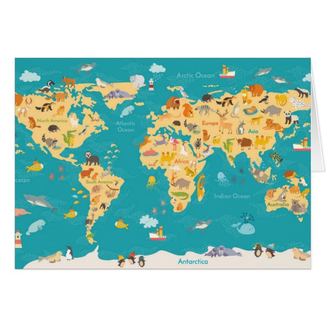 Animal Map of the World For Kids (Front Horizontal)