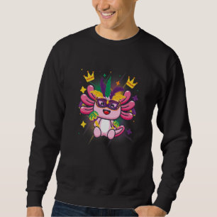 Animal Mardi Gras Mask Funny Mardi Gras Axolotl Sweatshirt
