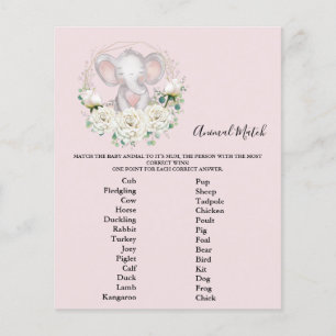 Animal Match Baby Shower Game