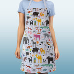 Animal Menagerie Apron<br><div class="desc">All sorts of fun animals and wildlife for animal lovers everywhere. Safari animals, jungle, farm, birds, pets and wildlife. A monster seems to have sneaked in there too. Original art by Nic Squirrell.</div>