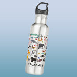 Animal Menagerie Personalized 710 Ml Water Bottle<br><div class="desc">All sorts of fun animals and wildlife for animal lovers and veterinarians everywhere.  Safari animals,  jungle,  farm,  birds,  pets and wildlife.  A monster seems to have sneaked in too. Original art by Nic Squirrell. Change or delete the name to personalize.</div>