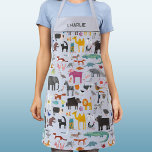 Animal Menagerie Personalized Apron<br><div class="desc">All sorts of fun animals and wildlife for animal lovers everywhere. Safari animals, jungle, farm, birds, pets and wildlife. A monster seems to have sneaked in there too. Original art by Nic Squirrell. Change the name to personalize</div>