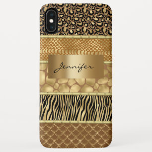 Animal Mixed Gold Zebra Giraffe Snake Skins iPhone XS Max Case