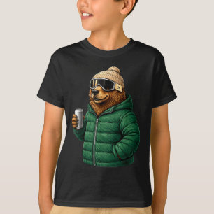 Animal motifs brown bear après ski shirt skiingAni