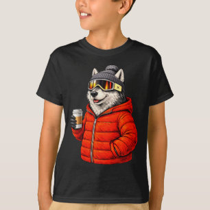 Animal motifs husky party après ski shirt skiingAn