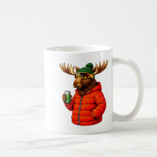 Animal motifs moose party après ski shirt skiing coffee mug