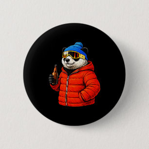 Animal motifs panda party après ski shirt skiingAn 2 Inch Round Button