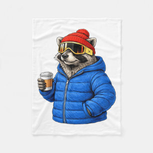 Animal motifs raccoon après ski shirt skiing fleece blanket