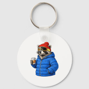 Animal motifs raccoon après ski shirt skiing keychain