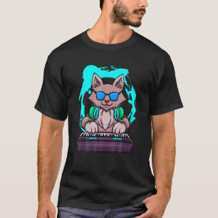 Animal Music Cat  Musician Retro Cat DJ Piano T-Shirt