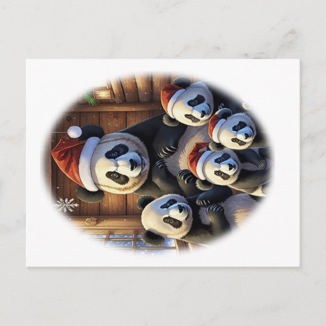 Animal  PANDA Christmas Postcard (Front)