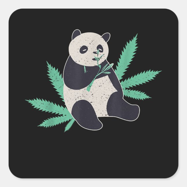Animal Panda Weed Stoner Gift Square Sticker (Front)