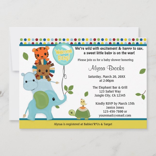 Animal Parade Baby Shower Invitation APK #2 (Front)
