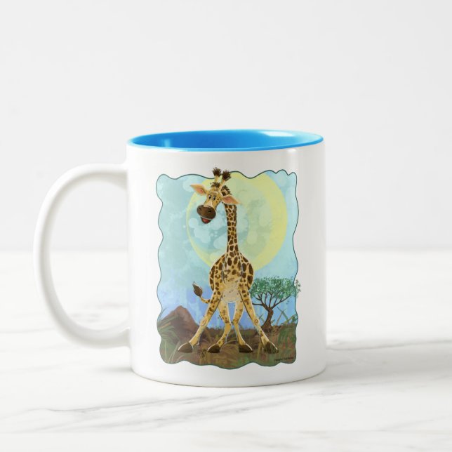 Animal Parade Giraffe Coming and Going Two-Tone Coffee Mug (Left)