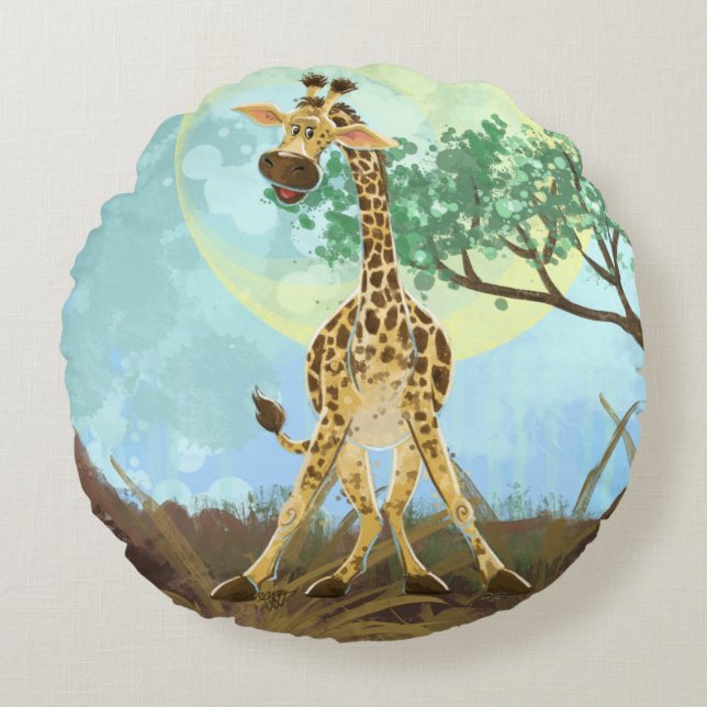 Animal Parade Giraffe Round Pillow (Front)