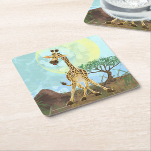 Animal Parade Giraffe Square Paper Coaster