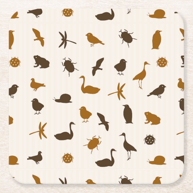 Animal pattern 2 square paper coaster (Front)